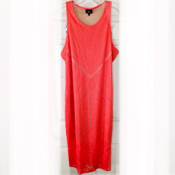 🏝🌞Mossimo Supply Co dress coral tan/nude beautiful geometric design 💗🌺⛱ - Picture 2 of 8